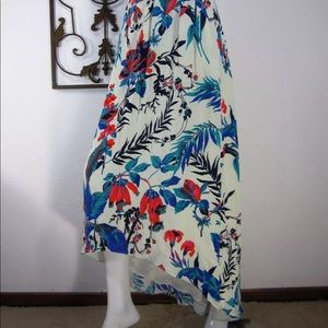 Silk floral hi-low maxi skirt